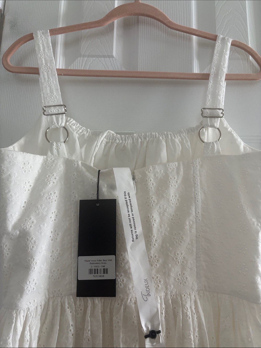 “Marie” Ivory Fuller Bust Midi Embroidery Dress - Picture 6 of 6